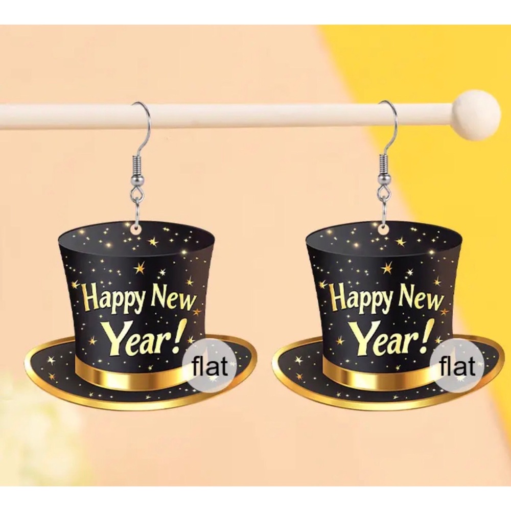 HAPPY NEW YEAR HAT EARRING - Picture 2 of 3